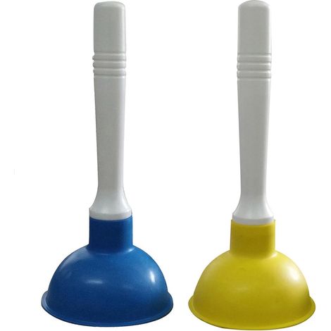 Déboucheur de Canalisation, Petite Pompe à Main, Plombier Outil de Débouchage Court pour évier de Cuisine, Salle de Bain, Toilettes, Baignoire de Douche une Tasse de 10 cm (Bleu + Jaune) (1/5)