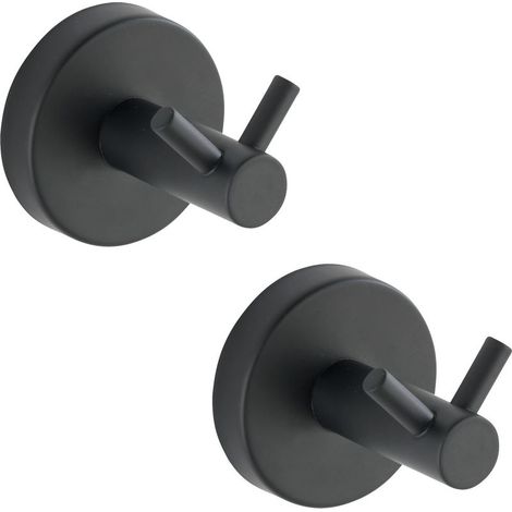 Crochet mural patère noire Bosio black inox 2 pièces 5,5 cm patère salle de bain crochet mural noir patère murale inox crochet mural design pour un rangement élégant dans votre salle de bain