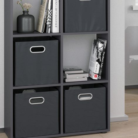Raumteiler Scutum, Grau, 143 x 72 cm mit 4 Faltboxen, Vicco