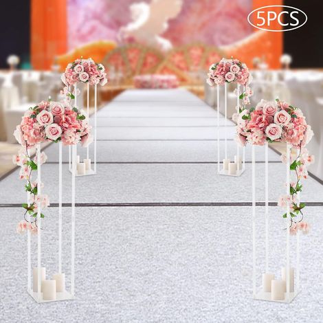 5pcs acrylique porte - fleurs, 40 pouces haut mariage décoration vase, élégant porte - fleurs acrylique, colonne transparente carré table présentoir décoration (1/5)
