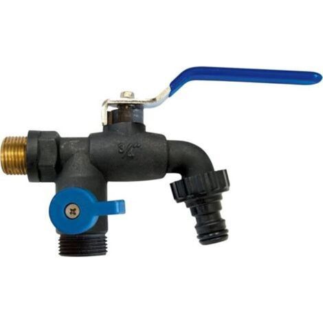 180040 Anti-ice garden tap with two outlets and automatic outlet, black and blue (1/4)
