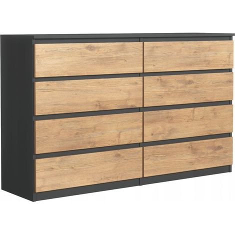 Cassettiera : 8 cassetti, Antracite / Rovere Lancelot, 138 x 101 x 39 cm (1/5)
