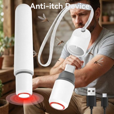 Appareil portable rechargeable contre les démangeaisons, lumière rouge pour repousser les moustiques sans produits chimiques, pour randonnée et camping en extérieur, utilisation intérieure, blanc (1/5)