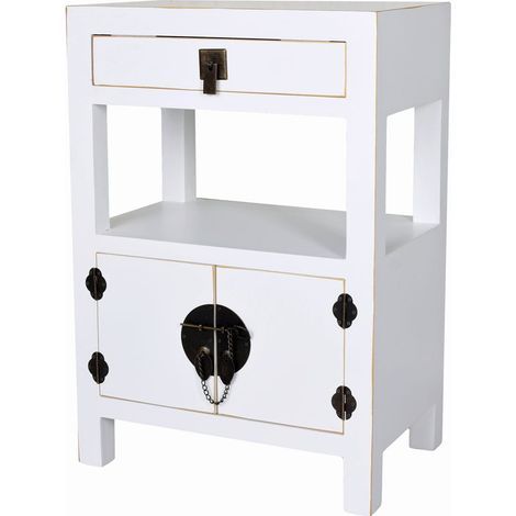 Comodino in legno consolle bianca in stile asiatico (1/4)