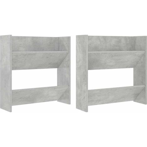Armoires à chaussure Meuble à chaussures murales 2 pcs Gris béton 60x18x60 cm (1/5)