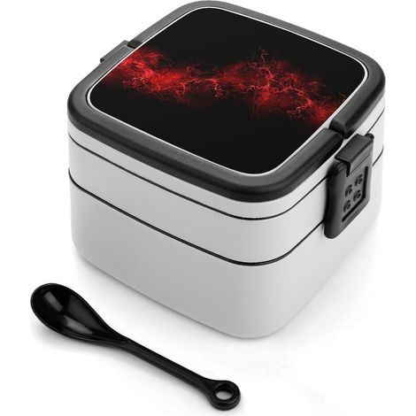 Boîte à bento double compartiment, rouge et noire, 1000 ml (1/5)