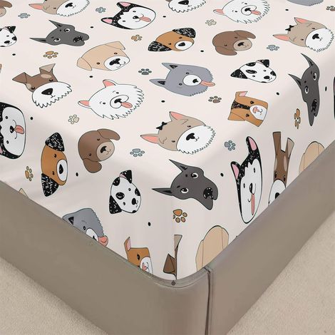 Drap Housse,Animaux de Dessin Animé Doux Draps Housses,Lavable Ajustable Housse Matelas avec Bonnet 30 cm,Microfibre Drap-Housse avec Une Rebord Élastique (90x190cm,Zoo) (1/5)