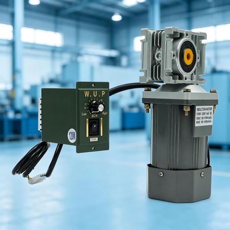 220V 120W 30K Moteur à engrenage à vis sans fin électrique avec régulateur, vitesse de rotation réglable, réducteur d'engrenage à vis sans fin avec roulement à billes double, moteur à engrenage à vis (1/5)