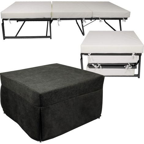 Pouf Letto Brandina con Materasso Pieghevole 78x78x47 cm Avalli Contract Grigio (1/5)
