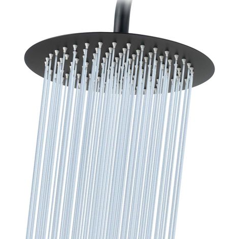 Verstärkter Regenduschkopf mit hohem Durchfluss und hohem Wasserdruck, Edelstahl, schwarz, 10 Zoll (1/4)