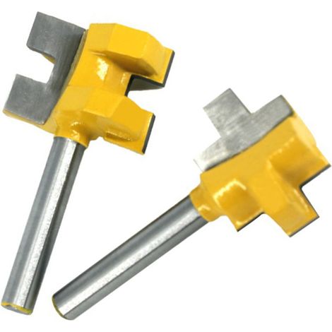 Jeu de 2 fraises à rainurer carbure monobloc, queue de 6,35 mm, coupe de défonceuse pour bois, outillage professionnel. (1/5)
