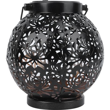 Lampe suspendue solaire LED en fer forgé ajouré, lampe solaire portative en fer forgé ajouré, lampe d'extérieur pour jardin, lampe étanche (1/5)