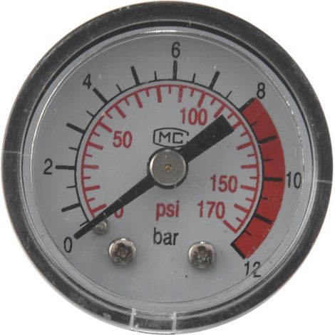 0-12 BAR 0-170 PSI 10 mm Gewinde Gas-Luftpumpen-Druckmessgerät Kompressor-Manometer