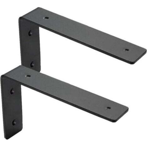 Lot de 2 équerres étagère murale 15 cm – Supports lourds en acier 6 mm – Installation facile – Design moderne pour rangement décoratif (1/4)