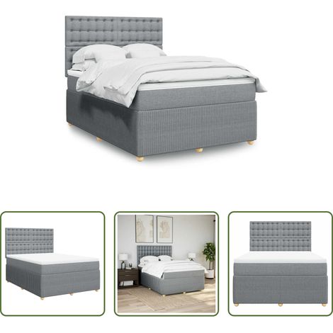 Matratze - Boxspringbett mit Matratze Hellgrau 140x190 cm Stoff (1/5)