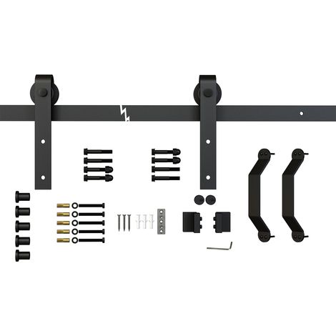 Schulte – Garniture de porte coulissante – Rail 2000mm avec système de roulement en acier – 2 poignées et accessoires inclus – Pour portes jusqu'à 38mm d'épaisseur