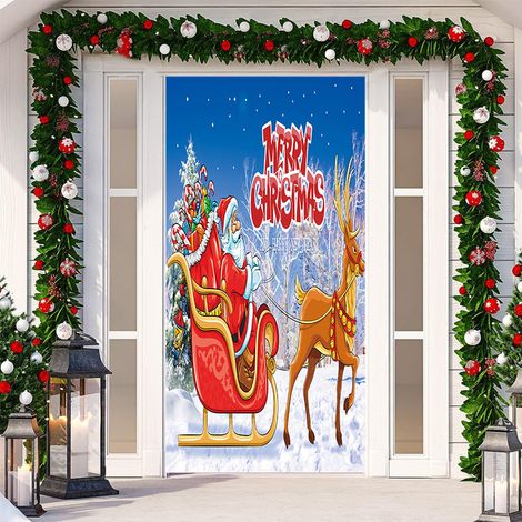 Nouvelle décoration adhésive de porte pour Noël, toile de fond festive, tapisserie pour porte de chambre, largeur de porte - SDMT-041 - 110 x 180 cm