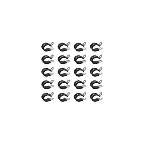 Lot de 20 colliers de serrage 8 mm en acier inoxydable avec insert en caoutchouc - Colliers de serrage pour tuyau articulé - Clip P - Set de colliers de serrage - Noir (1/5)