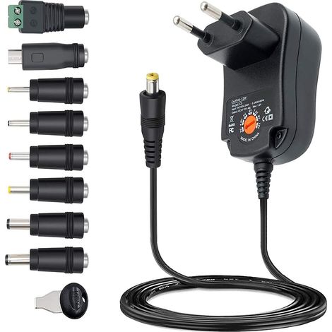 12W Adaptateur Secteur Universel 3V 4,5V 5V 6V 7,5V 9V 12V 1A Chargeur Adaptateur avec 8 Prises pour TV Box Lampe Ordinateur Portable Appareil Audio Affichage LED Route Haut-Parleur Caméra (1/5)