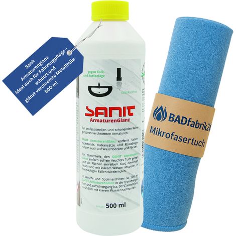 BADfabrik24 Sanit Armaturenglanz Flasche 500 ml 3011 + Mikrofasertuch