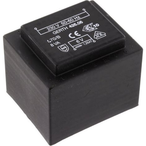 Gerth 426.09.2. Printtransformator 1 x 230 V 2 x 4.5 V/AC 8 VA 888 mA