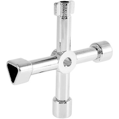 Clé Multifonction Croisée - Clé Triangle Pour Compteur Eau Gaz - 4 Embouts Intégrés - Pour Vannes Électricité Eau Gaz Armoires - Lot de 1 (1/3)