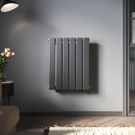 Sonni – Radiateur eau chaude en acier 600x465 mm – Monocouche vertical anthracite – Puissance 355W – Installation murale flexible (1/5)