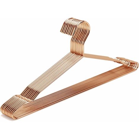 Lot de 10 Cintres en Fer Or Rose 43cm, Finition Lisse, Encoches Antidérapantes, pour Garde-robe (1/5)