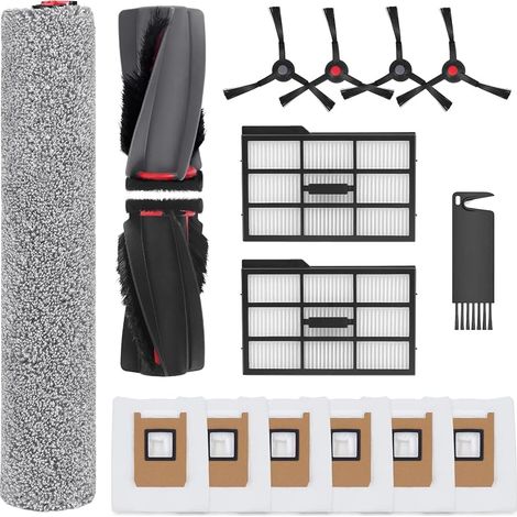 Accessoires de rechange E25 pour Eufy E25 Omni / E28 Omni aspirateur,le kit d'accessoires E28 comprend 1 brosse principale,1 balai à rouleau,4 brosses latérales,2 filtres HEPA,6 sacs à poussière (1/4)