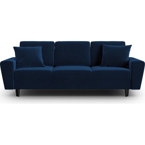 Canapé convertible + box 3 places en velours bleu roi (1/5)