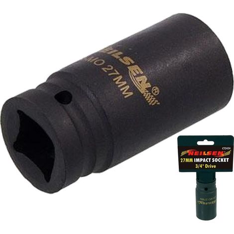 Neilsen 3/4" Drive Standard Deep Square Metric Single Impact Socket 27mm