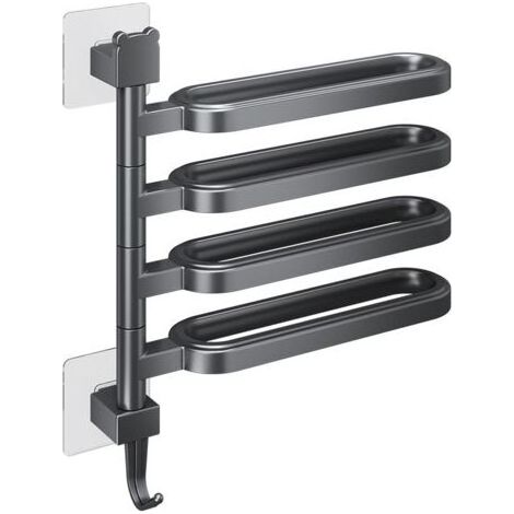 Wall mounted towel rack 4 bars - elegant black, durable metal towel holder with invisible installation, rust-resistant towel organizer for bathroom, hotel, modern home (1/5)