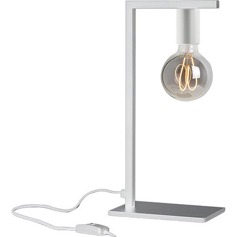 Lampada da Tavolo Twin E27 per Interni - Struttura in Metallo Bianco Opaco 75W IP20 - Classe II - Design Decorativo - Rossini Group (1/5)