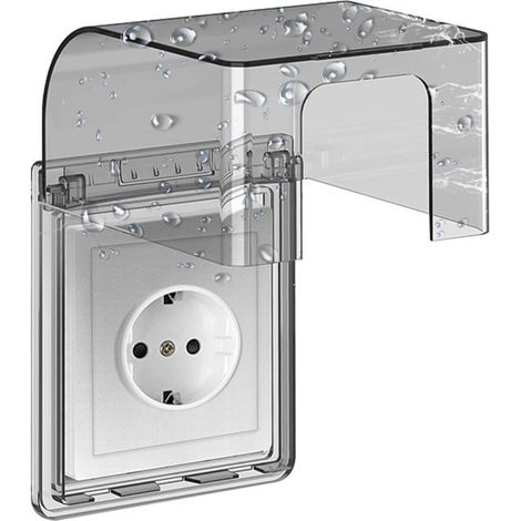 2pcs Type 86 Cache Prise Etanche Electrique Murale, Prise Electrique de Courant Etanche, Autocollant Prise Couvercle Interrupteur (1/5)
