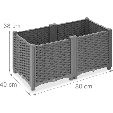 Fioriera alta rettangolare per esterno giardino terrazzo 38 x 80 x 40 cm in plastica grigia 130016490