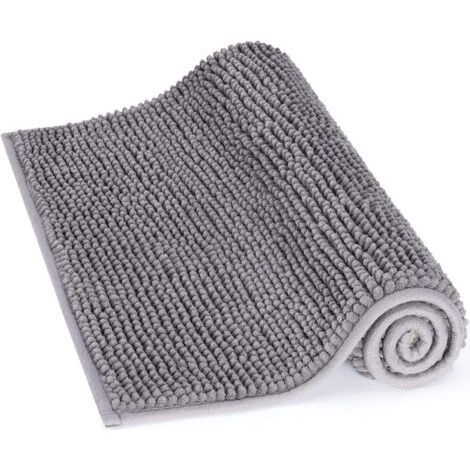 Tapis de bain antidérapant 50 x 80 cm tapis chenille microfibre pour salle de bain gris (1/5)