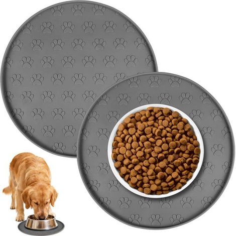 Lot De 2 Tapis Gamelle Chat Et Chien Silicone,Circulaire,27X27Cm Tapis Nourriture Chat Avec Rebords,Tapis Alimentation Silic[CA26] (1/5)
