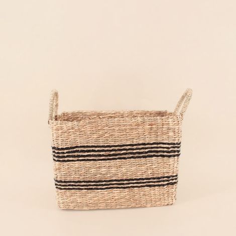 Panier rectangulaire en jonc de mer avec poignées 34x24cm (1/5)