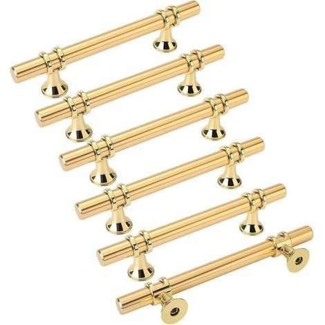 6pcs poignées de meuble dorées poignée dorée - poignée de porte de cuisine Poignee Tiroir Laiton poignées dorées meuble entraxe 96mm (1/5)