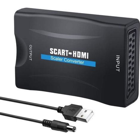 Convertisseur HDMI - Adaptateur Péritel vers HDMI - 1080P - Vidéo Audio Up Scaler - Noir (1/4)