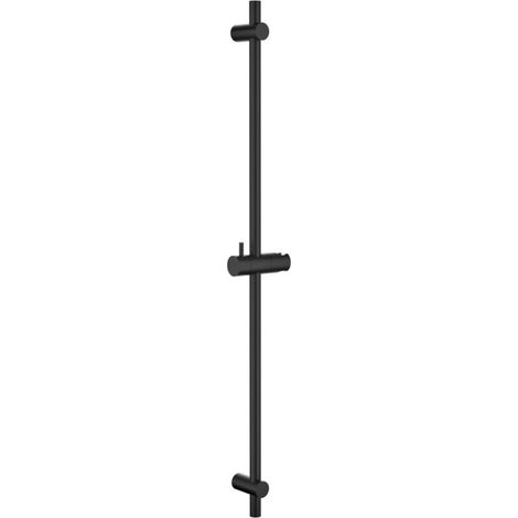 Barre de Douche 90cm en Acier Inoxydable, Barre de Douche avec Support de Pommeau de Douche Réglable à 360° et Fixations Murales Variables pour S'adapter aux Trous de Perçage Existants, Noir (1/5)