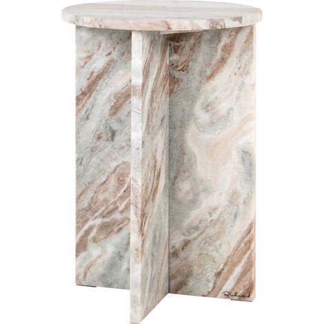 Table d appoint en marbre rose finition lisse élégante - marbre rose veiné blanc et beige (1/5)