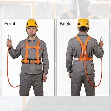 1 Harnais de sécurité, longe 1,6 m, support ventral, boucle acier, charge 100 kg, travaux hauteur (1/4)