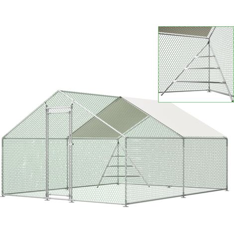 GagaVolière métal 3 x 4 m grise avec toit et serrure (1/5)