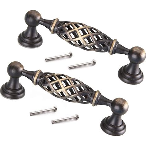 2 tiradores metálicos con forma de pájaro para cajones, tiradores de bronce antiguo para muebles, tiradores huecos para cajones, para armarios de cocina, cajones y puertas. (1/5)