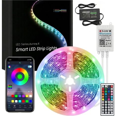 RGB-LED-Streifen 12V 10m IP20 Komplettset mit Smartphone-App und LED-Fernbedienung (1/5)