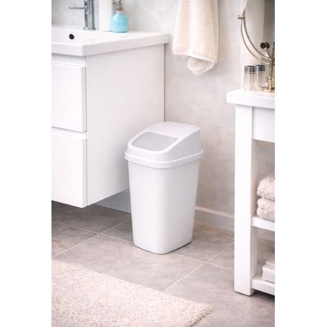 Waste Bin Mülleimer Kosmetikeimer 10L Weiß-030002100-10L-Weiß (1/4)