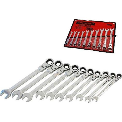 RATCHET SPANNER SET FLEXIBLE HEAD 10PC COMBINATION METRIC 10-19MM CT3229