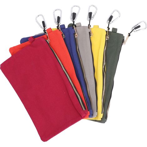 Ensemble de 6 pochettes utilitaires robustes en toile avec fermeture éclair et mousqueton, organisateur multifonction (1/5)