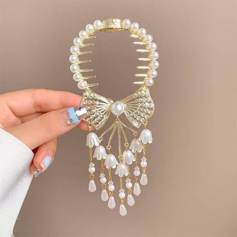 Pinza para el cabello con flecos de lirio del valle, pinza para el cabello con disco de estampado temperamental